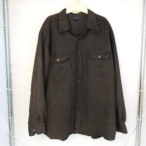 Knightsbridge Men's Brown Suede Cloth Long Sleeve Button Up Collared Shirt Sz XL
